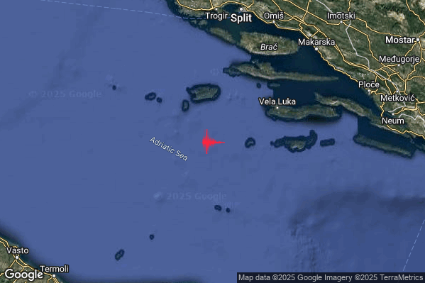 Leggero Terremoto M3.0 epicentro Adriatico Centrale (MARE) alle 01:51:48 (00:51:48 UTC)