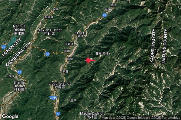 Violento Terremoto M6.3 epicentro Taiwan alle 17:17:26 (16:17:26 UTC)