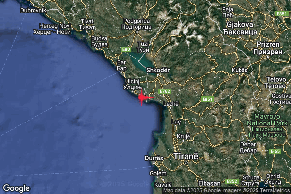 Distinto Terremoto M4.0 epicentro Costa Albanese settentrionale (ALBANIA) alle 14:38:59 (13:38:59 UTC)