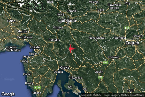 Lieve Terremoto M2.2 epicentro Confine Slovenia-Croazia (SLOVENIA CROAZIA) alle 05:49:46 (04:49:46 UTC)