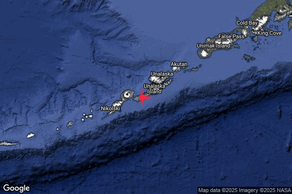 Violento Terremoto M5.7 epicentro Fox Islands Aleutian Islands United States [Sea: United States] alle 23:39:17 (22:39:17 UTC)