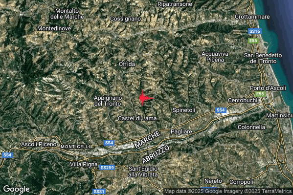 Lieve Terremoto M2.0 epicentro 1 km W Castorano (AP) alle 17:12:36 (16:12:36 UTC)