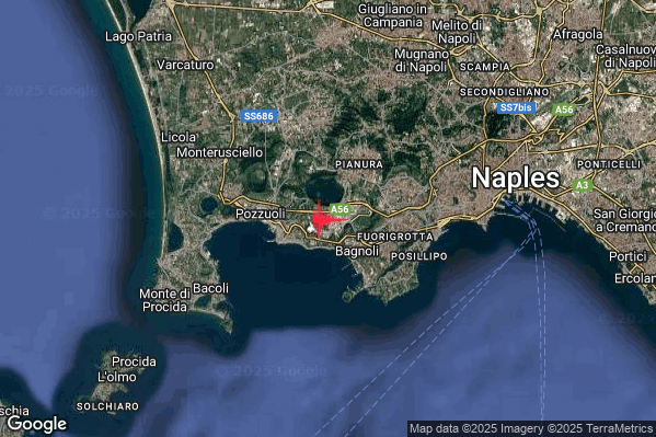 Lieve Terremoto M2.2 epicentro Campi Flegrei alle 07:18:13 (06:18:13 UTC)