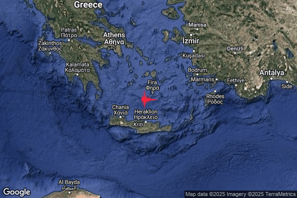 Intenso Terremoto M4.5 epicentro Dodecanese Islands Greece [Sea: Greece] alle 12:41:31 (11:41:31 UTC)