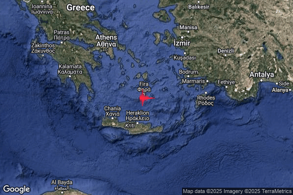 Intenso Terremoto M4.6 epicentro Dodecanese Islands Greece [Sea: Greece] alle 18:41:23 (17:41:23 UTC)