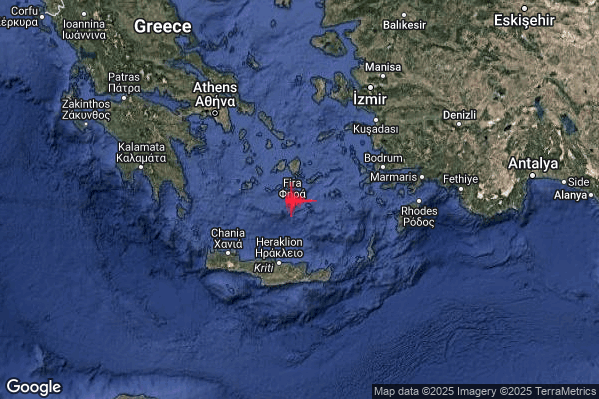 Forte Terremoto M4.9 epicentro Dodecanese Islands Greece [Sea: Greece] alle 18:45:45 (17:45:45 UTC)