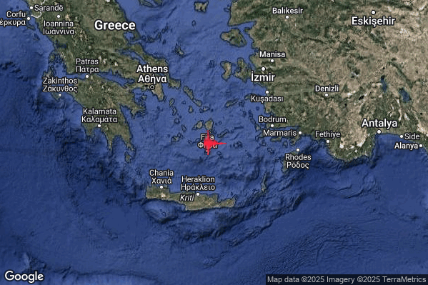 Intenso Terremoto M4.7 epicentro Dodecanese Islands Greece [Sea: Greece] alle 12:21:01 (11:21:01 UTC)