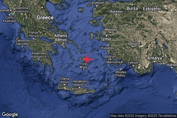 Intenso Terremoto M4.5 epicentro Dodecanese Islands Greece [Sea: Greece] alle 14:05:12 (13:05:12 UTC)