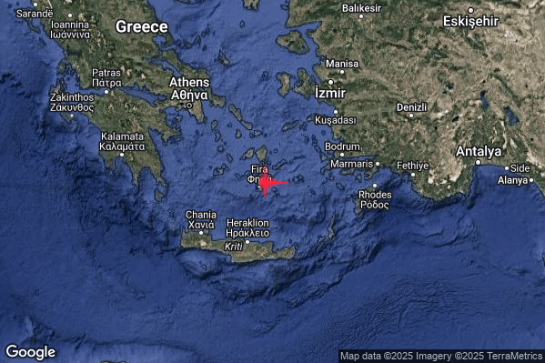 Forte Terremoto M5.0 epicentro Dodecanese Islands Greece [Sea: Greece] alle 03:46:08 (02:46:08 UTC)