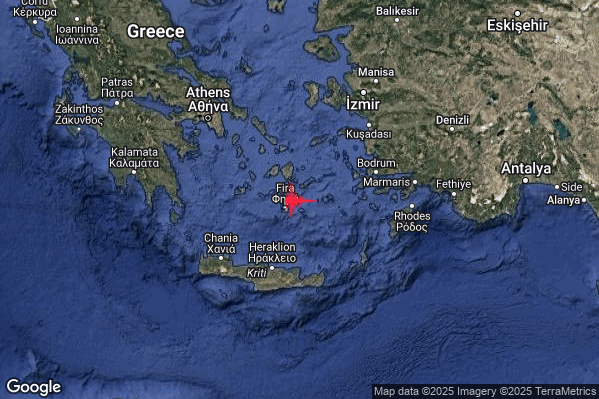 Severo Terremoto M5.4 epicentro Dodecanese Islands Greece [Sea: Greece] alle 14:04:18 (13:04:18 UTC)