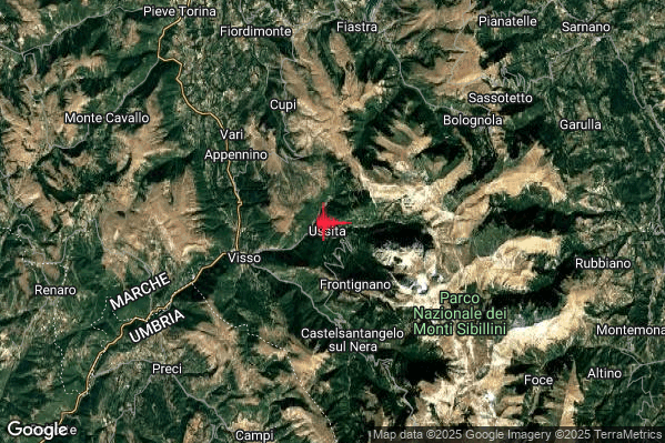 Lieve Terremoto M2.0 epicentro Ussita (MC) alle 20:32:12 (19:32:12 UTC)