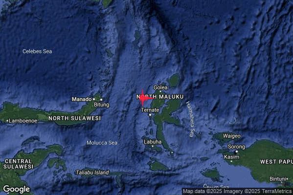 Severo Terremoto M5.5 epicentro Halmahera Indonesia [Sea: Indonesia] alle 04:12:31 (03:12:31 UTC)