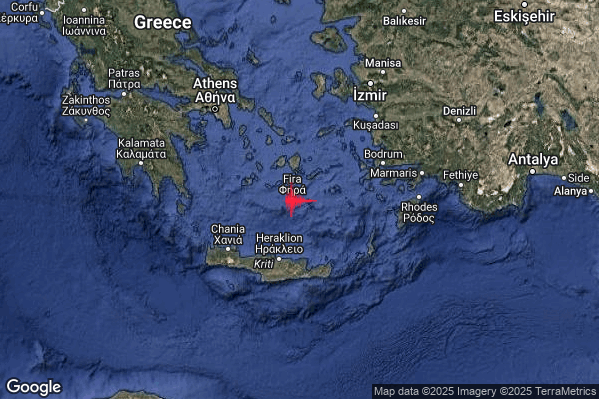 Forte Terremoto M4.9 epicentro Dodecanese Islands Greece [Sea: Greece] alle 18:47:29 (17:47:29 UTC)