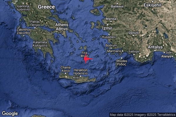 Intenso Terremoto M4.5 epicentro Dodecanese Islands Greece [Sea: Greece] alle 00:16:44 (23:16:44 UTC)