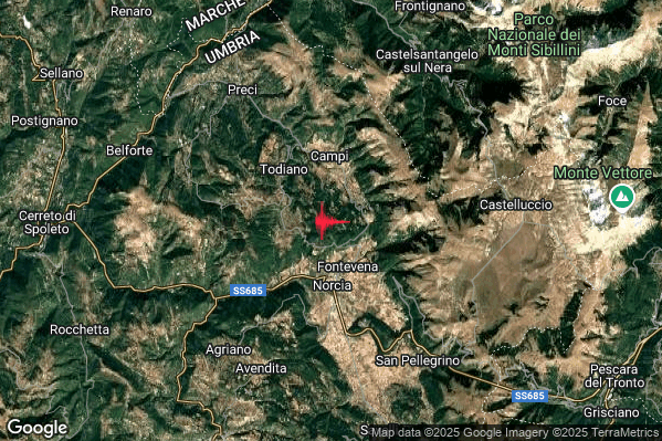 Lieve Terremoto M2.2 epicentro 3 km N Norcia (PG) alle 07:27:57 (06:27:57 UTC)