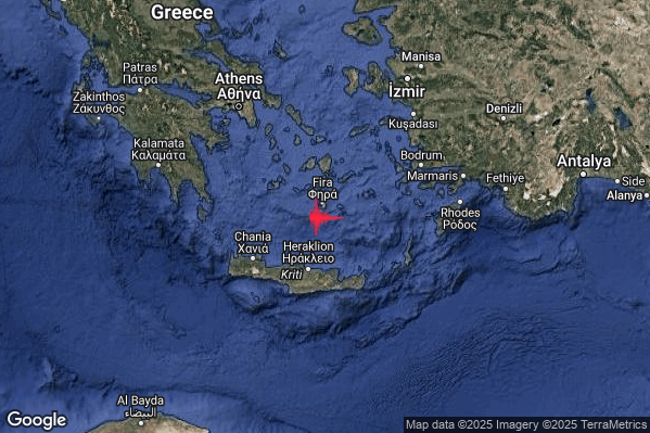 Intenso Terremoto M4.6 epicentro Dodecanese Islands Greece [Sea: Greece] alle 20:34:50 (19:34:50 UTC)