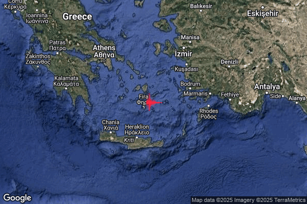 Intenso Terremoto M4.5 epicentro Dodecanese Islands Greece [Sea: Greece] alle 03:10:35 (02:10:35 UTC)