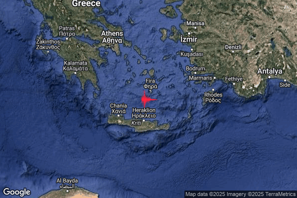 Intenso Terremoto M4.7 epicentro Dodecanese Islands Greece [Sea: Greece] alle 16:16:55 (15:16:55 UTC)