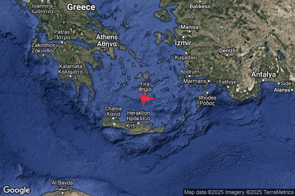 Intenso Terremoto M4.6 epicentro Dodecanese Islands Greece [Sea: Greece] alle 18:15:15 (17:15:15 UTC)