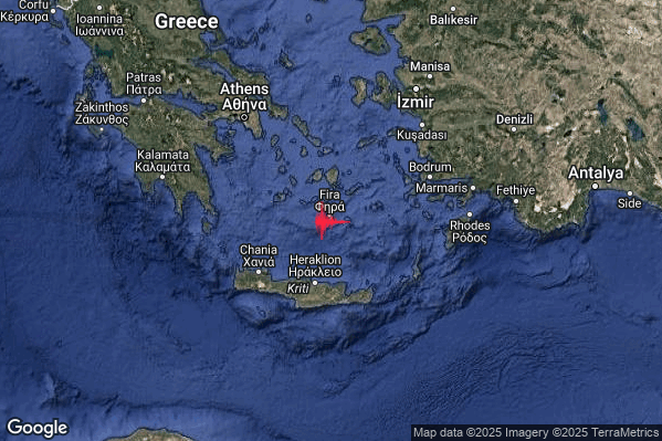Intenso Terremoto M4.5 epicentro Dodecanese Islands Greece [Land: Greece] alle 06:02:02 (05:02:02 UTC)