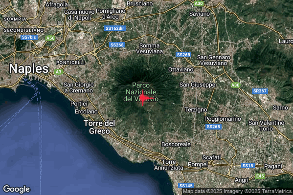 Debole Terremoto M2.5 epicentro Vesuvio alle 10:03:33 (09:03:33 UTC)