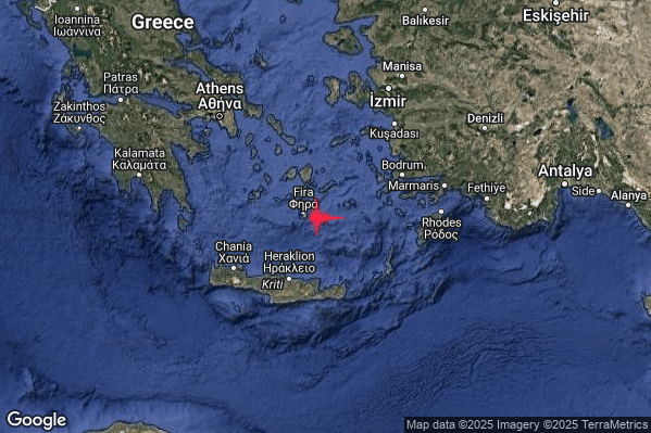 Intenso Terremoto M4.6 epicentro Dodecanese Islands Greece [Sea: Greece] alle 19:54:01 (18:54:01 UTC)