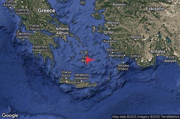 Intenso Terremoto M4.5 epicentro Dodecanese Islands Greece [Sea: Greece] alle 21:35:46 (20:35:46 UTC)