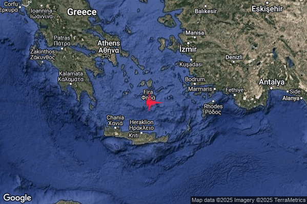 Forte Terremoto M4.9 epicentro Dodecanese Islands Greece [Sea: Greece] alle 12:23:19 (11:23:19 UTC)