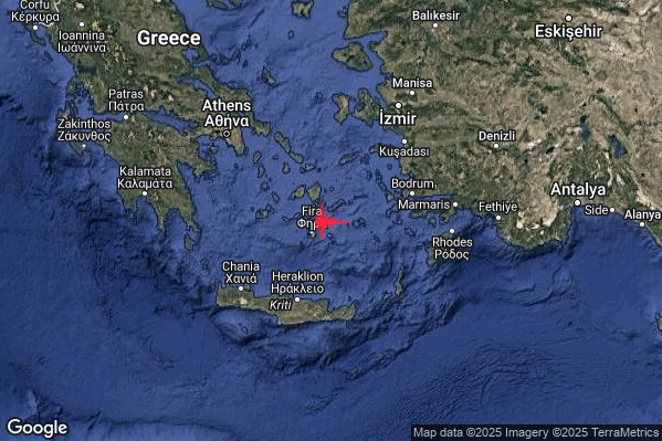 Intenso Terremoto M4.7 epicentro Dodecanese Islands Greece [Sea: Greece] alle 06:14:32 (05:14:32 UTC)