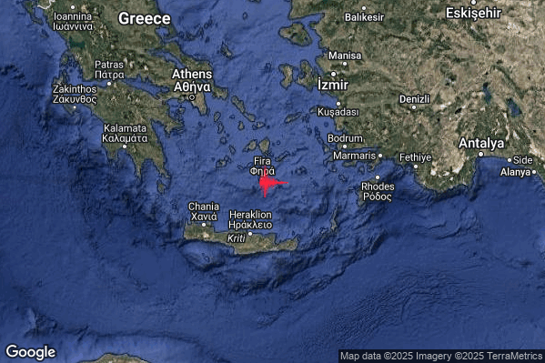Forte Terremoto M4.9 epicentro Dodecanese Islands Greece [Sea: Greece] alle 12:43:55 (11:43:55 UTC)