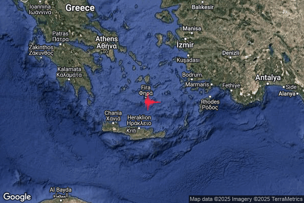 Intenso Terremoto M4.6 epicentro Dodecanese Islands Greece [Sea: Greece] alle 15:19:51 (14:19:51 UTC)