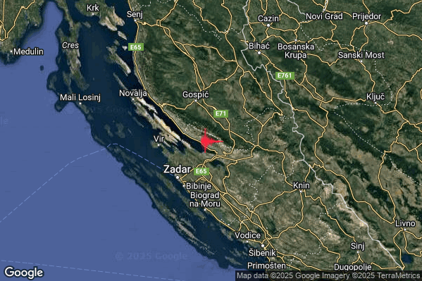 Leggero Terremoto M3.0 epicentro Costa Croata Settentrionale (CROAZIA) alle 18:52:41 (17:52:41 UTC)