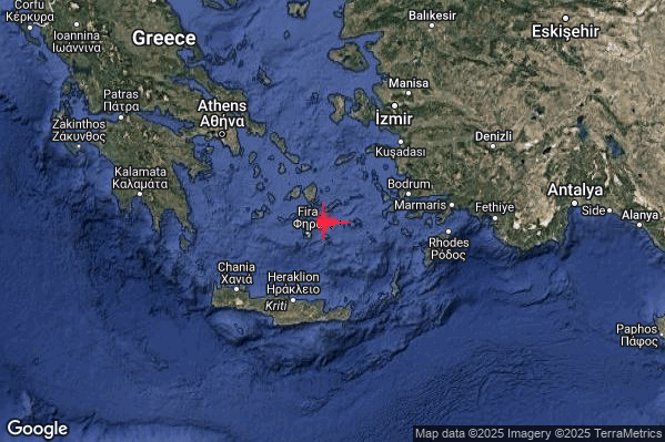 Intenso Terremoto M4.5 epicentro Dodecanese Islands Greece [Sea: Greece] alle 21:53:28 (20:53:28 UTC)