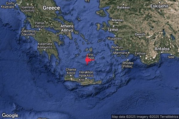 Intenso Terremoto M4.4 epicentro Dodecanese Islands Greece [Land: Greece] alle 03:07:00 (02:07:00 UTC)