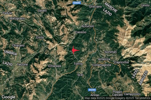 Lieve Terremoto M2.0 epicentro 5 km NE Cittareale (RI) alle 20:55:35 (19:55:35 UTC)