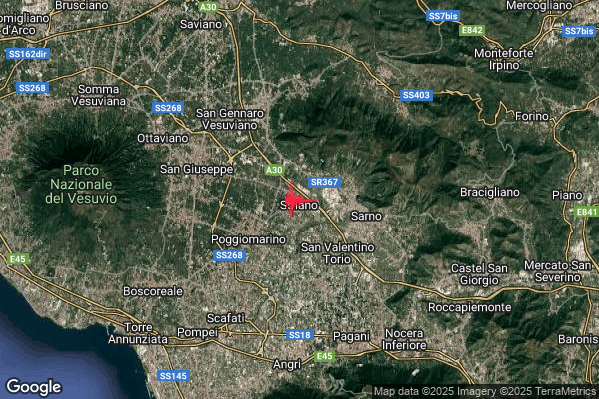 Debole Terremoto M2.5 epicentro 1 km NW Striano (NA) alle 06:40:11 (05:40:11 UTC)