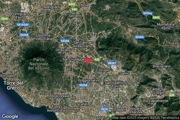 Lieve Terremoto M2.2 epicentro 3 km E San Giuseppe Vesuviano (NA) alle 08:50:12 (07:50:12 UTC)