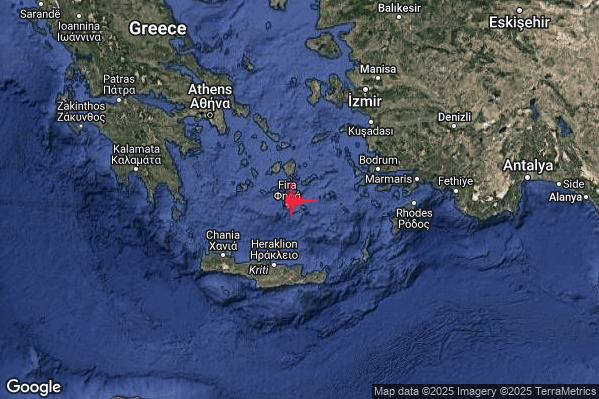 Forte Terremoto M5.0 epicentro Dodecanese Islands Greece [Sea: Greece] alle 08:49:51 (07:49:51 UTC)