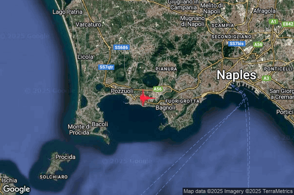 Lieve Terremoto M2.0 epicentro Campi Flegrei alle 01:28:48 (00:28:48 UTC)