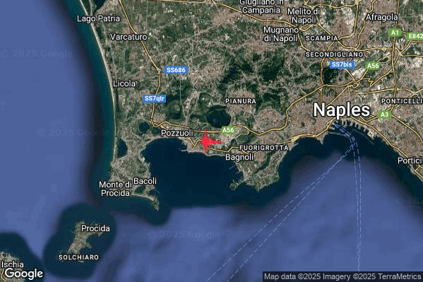 Leggero Terremoto M3.1 epicentro Campi Flegrei alle 03:22:19 (02:22:19 UTC)