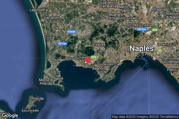 Leggero Terremoto M3.1 epicentro Campi Flegrei alle 01:31:12 (00:31:12 UTC)