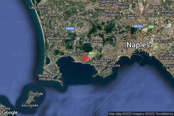 Lieve Terremoto M2.1 epicentro Campi Flegrei alle 18:13:30 (17:13:30 UTC)