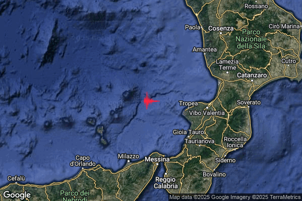 Lieve Terremoto M2.0 epicentro Tirreno Meridionale (MARE) alle 01:15:03 (00:15:03 UTC)