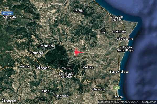 Leggero Terremoto M2.8 epicentro 4 km NW Melissa (KR) alle 04:21:23 (03:21:23 UTC)