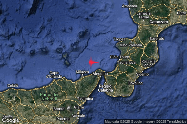Lieve Terremoto M2.2 epicentro Tirreno Meridionale (MARE) alle 13:28:15 (12:28:15 UTC)