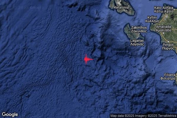 Moderato Terremoto M3.6 epicentro Mar Ionio Meridionale (MARE) alle 21:09:39 (20:09:39 UTC)