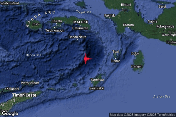 Severo Terremoto M5.6 epicentro Indonesia [Sea] alle 22:58:39 (21:58:39 UTC)