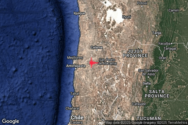 Violento Terremoto M6.0 epicentro Northern Chile [Land: Chile] alle 17:21:35 (16:21:35 UTC)