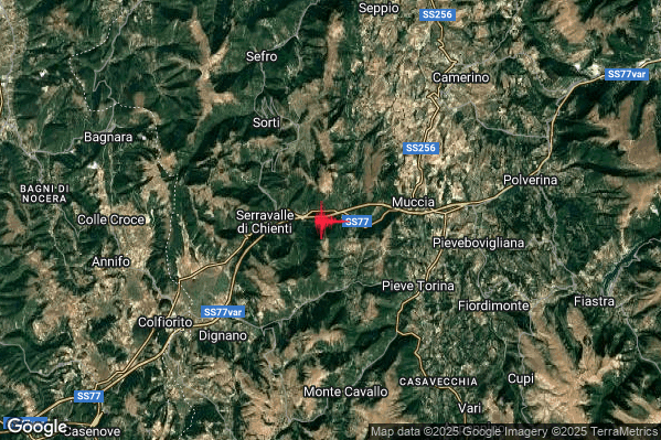 Lieve Terremoto M2.0 epicentro 3 km E Serravalle di Chienti (MC) alle 07:02:15 (06:02:15 UTC)