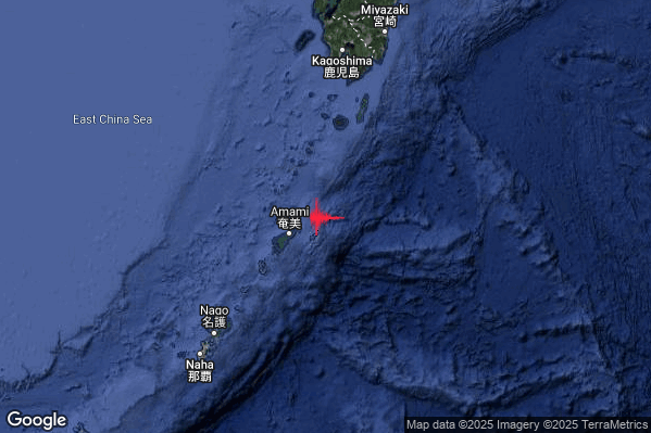 Violento Terremoto M5.7 epicentro Ryukyu Islands Japan [Sea: Japan] alle 00:42:55 (23:42:55 UTC)